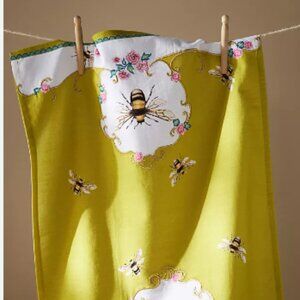 Anthropologie Lou Rota Queen Bee Dish Towel Set of 2 NWT